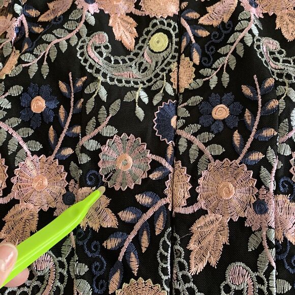 Anthropologie Dress ML Monique Lhuillier Embroidery Floral Bell Sleeve Roupell 0 - Picture 10 of 16